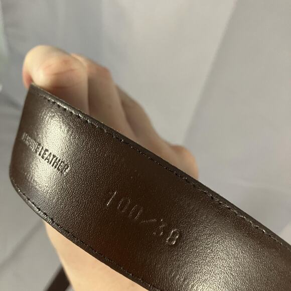 Tino Cosma Belt Mens 38 Genuine Leather Solid Brass Made Italy Dress Accessory - Picture 11 of 16